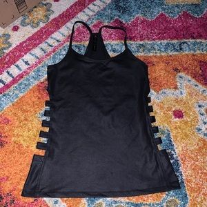 Racerback tank with side cutouts